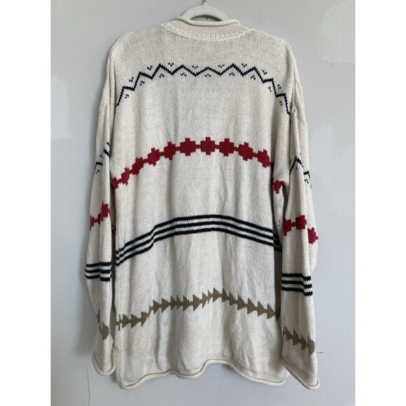 Vintage Cotton Impact Sweater LARGE Concho Buttons Stripe Southwest Western USA - Picture 8 of 8